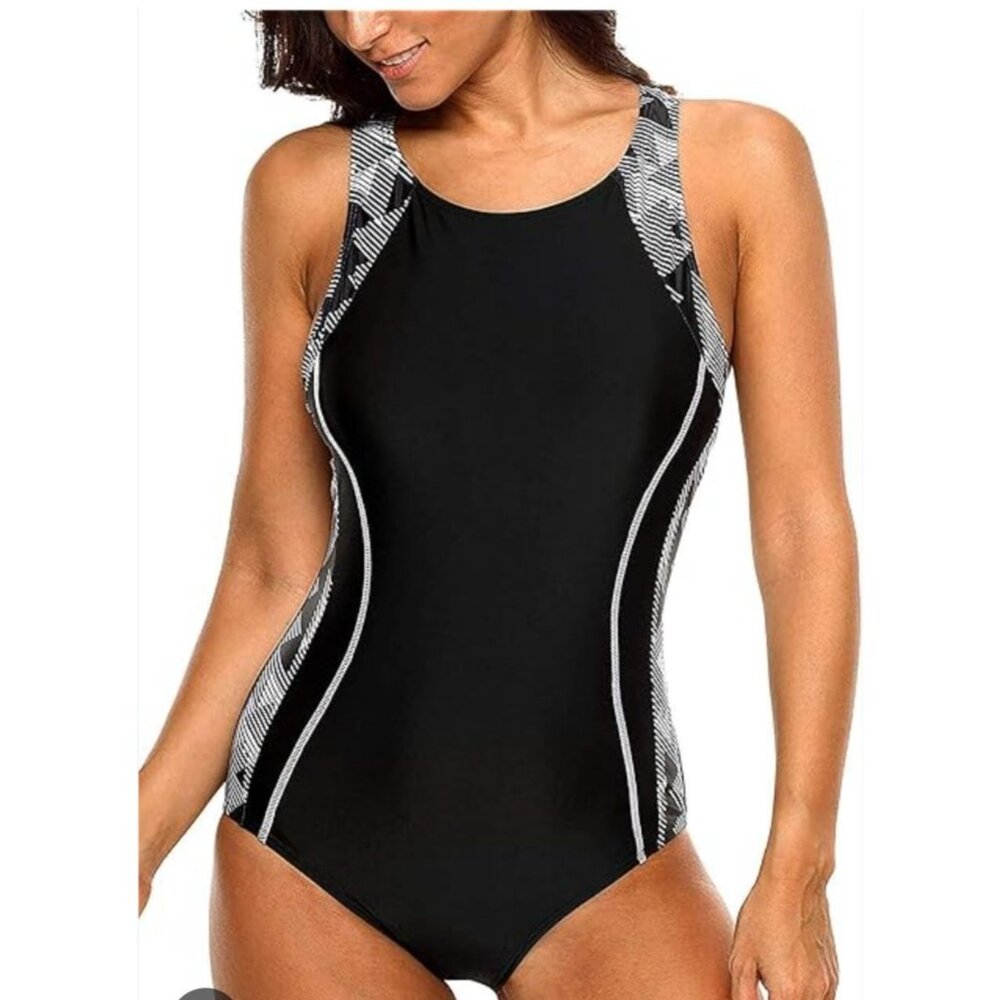 Womens 3XL Athletic One Piece Swimsuit Racerback Sport Lap Training UPF 50+